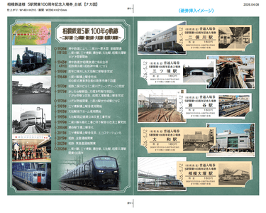 「5駅開業100周年記念入場券セット」 (中面・イメージ)