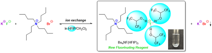 図_新規フッ素化剤として期待されるBu4NF(HFIP)3の簡便合成法