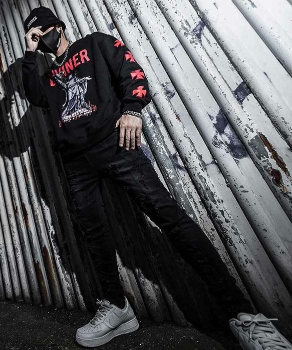 Judgment Sweat Shirt (ブラック×レッド