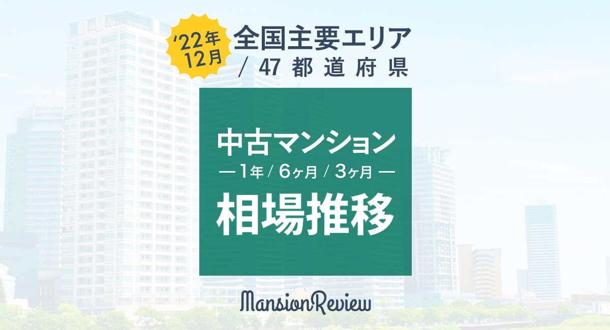 「マンションレビュー」2022年12月 全国主要エリア／47都道府県 中古マンション相場推移を発表