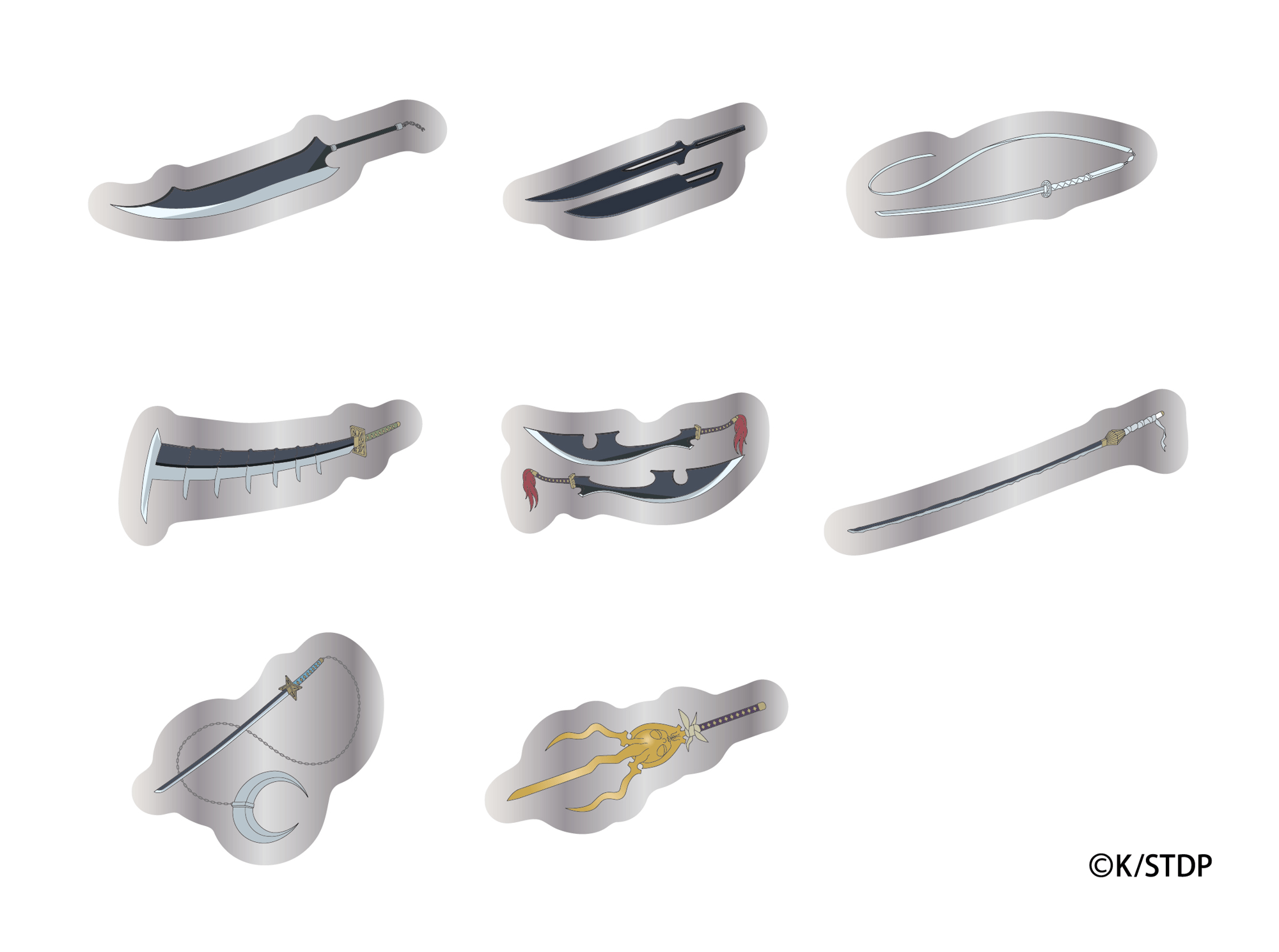 ▲プレミアムチケットの特典 ニジゲンノモリ オリジナルグッズ「斬魄刀ピンズ コンプリートセット」