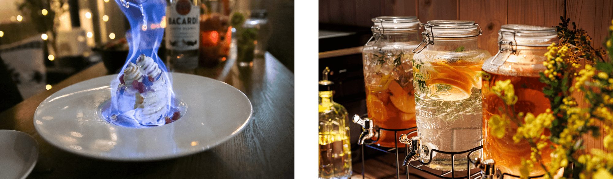 ベイクドアラスカと自家製サングリアやボタニカルウォーター