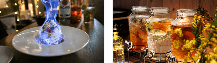 ベイクドアラスカと自家製サングリアやボタニカルウォーター