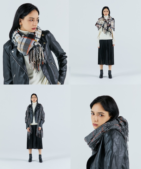 【ネックアイテム】ミエル(miel)カシミヤ100%チェック ストール【公式ムーンバット】 レディース メンズ ウォッシャブル 洗える カシミヤ