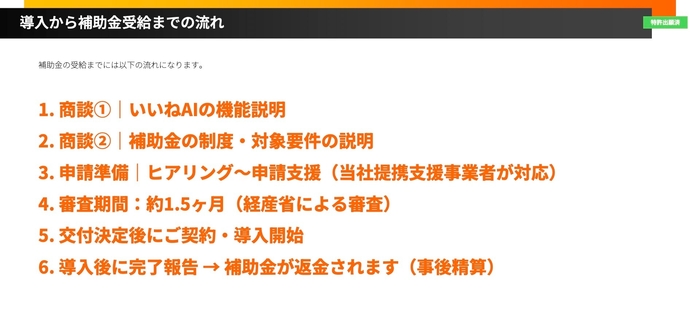 導入から補助金受給までの流れ