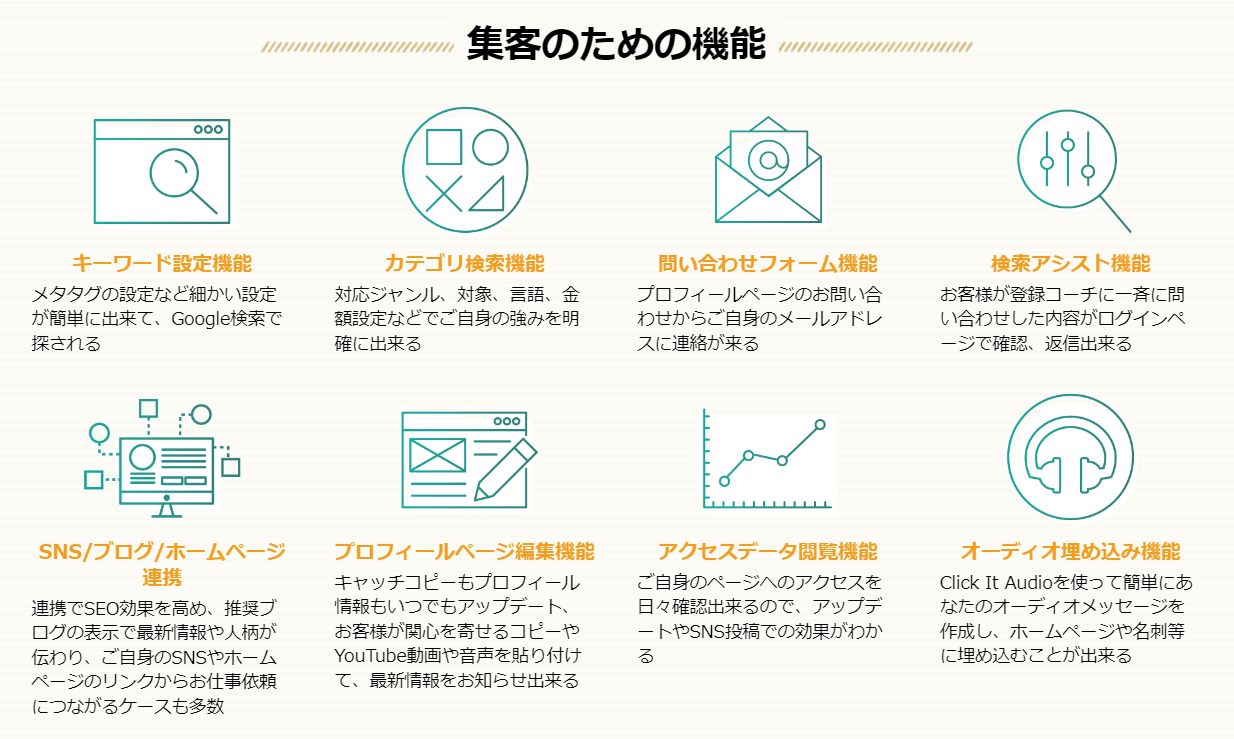 集客のための機能