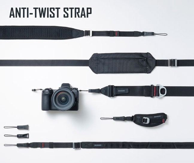 YKK社の日本製ねじれ軽減パーツを採用したカメラストラップ「アンチ