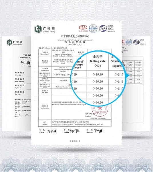 独立第三機構による除菌力実証済み(本製品10分間作動の除菌)