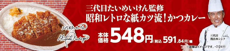 三代目たいめいけん監修 昭和レトロな紙カツ流!かつカレー販促物画像(画像はイメージです。)