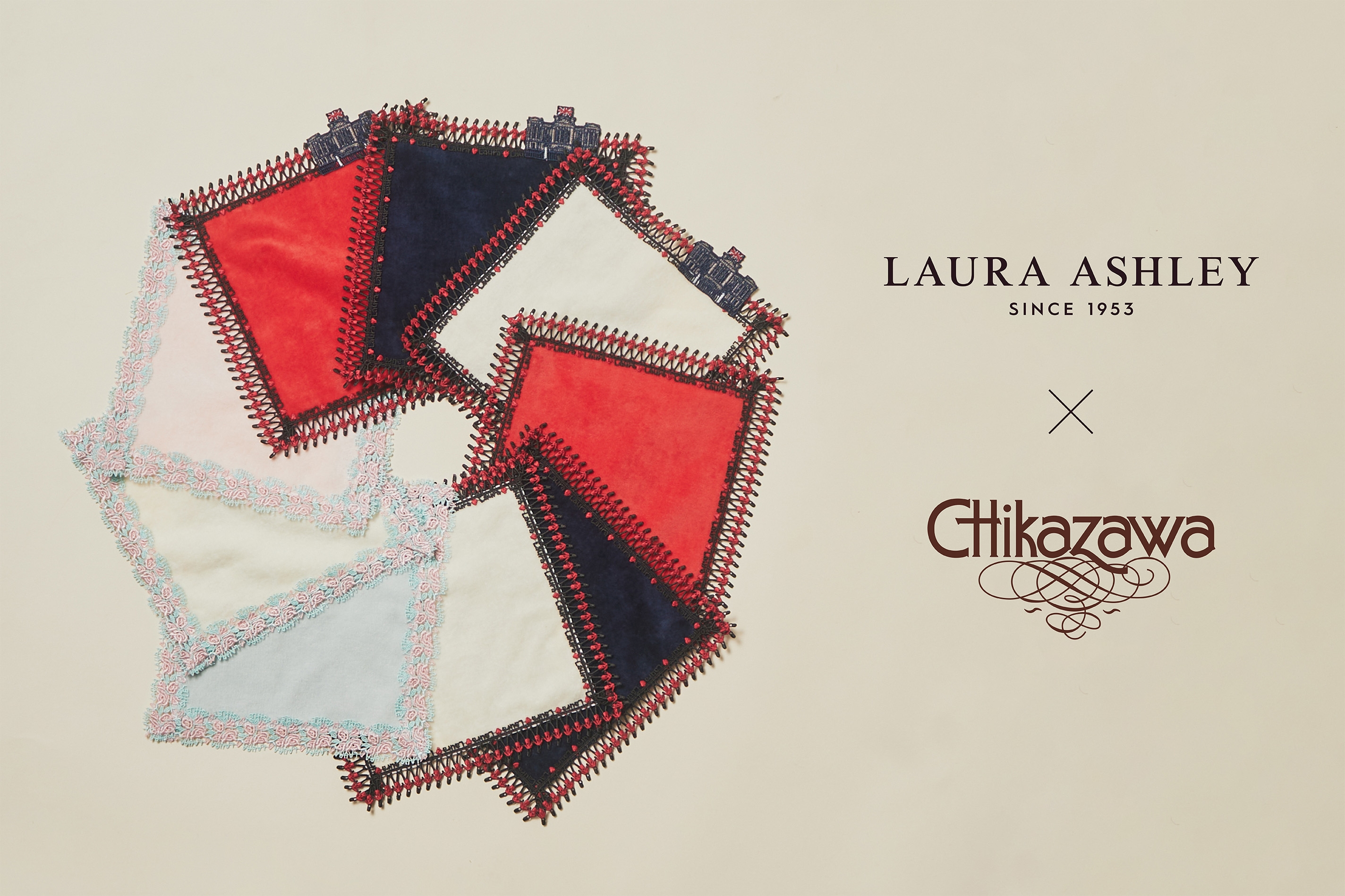 LAURA ASHLEY(ローラ アシュレイ)× 近沢レース店とのコラボ ハンカチを発売! 2月9日(金)よりEC先行予約をスタート