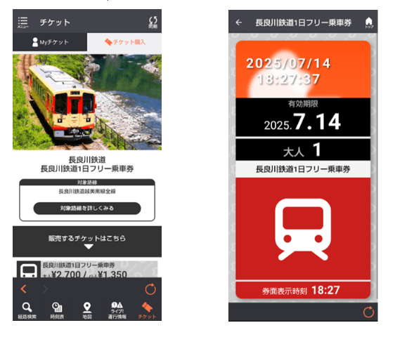 「長良川鉄道1日フリー乗車券」券面