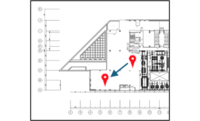 図4 ピンの移動イメージを図面上に表示