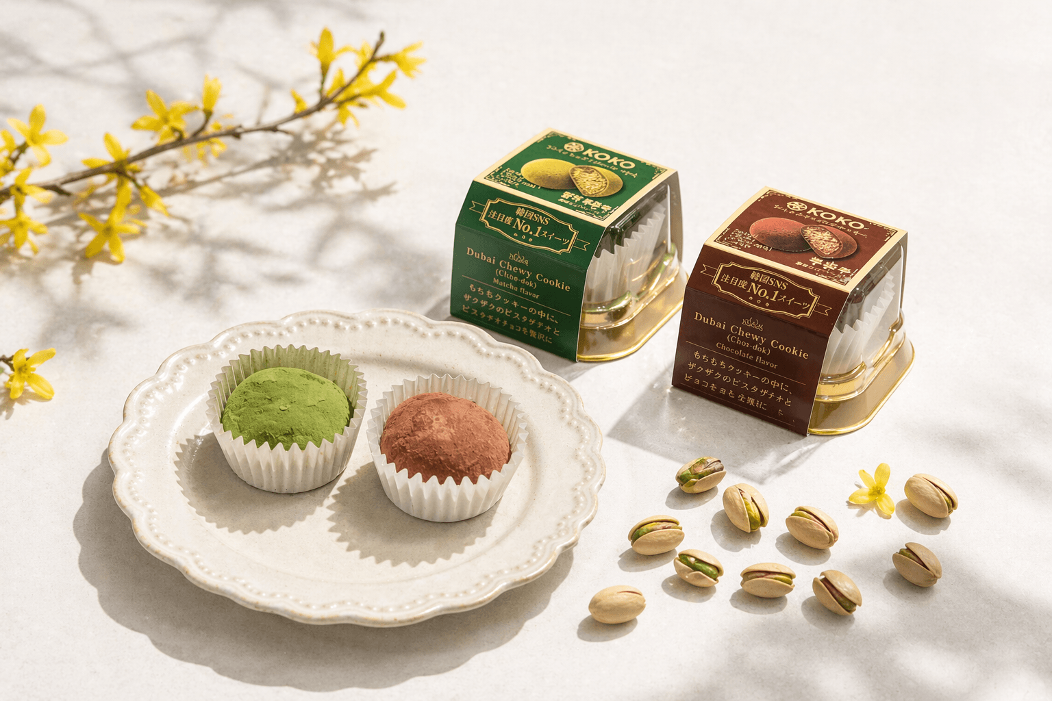 韓国　ドバイチョンドゥクッキー　ドバイ風ピスタチオもちもちクッキー　12個セット 韓国SNS注目度No.1の新食感スイーツ 「ドバイチョンドゥククッキー」が