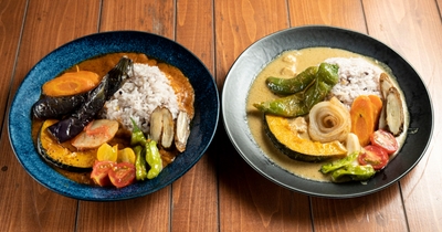 ▲スパイスカレー2種（右：エスニック×ハーブカレー、左：和×スパイスカレー）