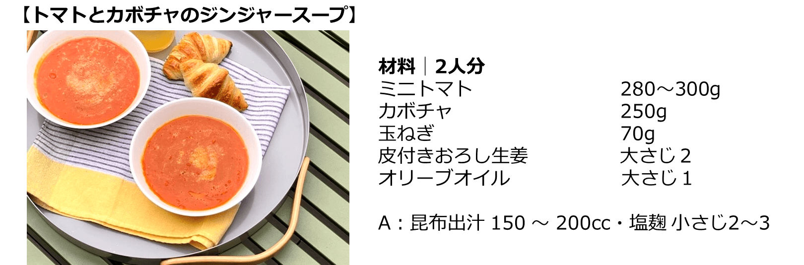 トマトとカボチャのジンジャースープ