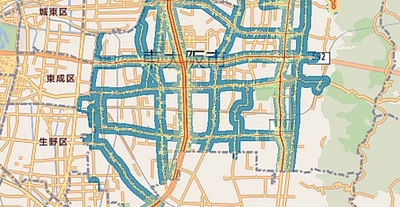 東大阪市の環境騒音マップ