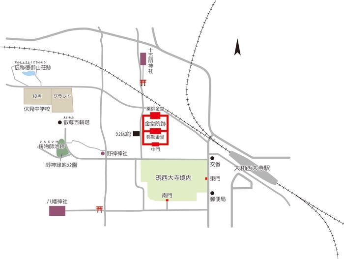 図1 西大寺遺跡めぐり地図