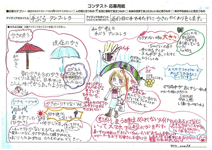 発明アイディア奨励賞 藤本 あかり(ふじもと あかり)さん 手ぶらアンブレラ