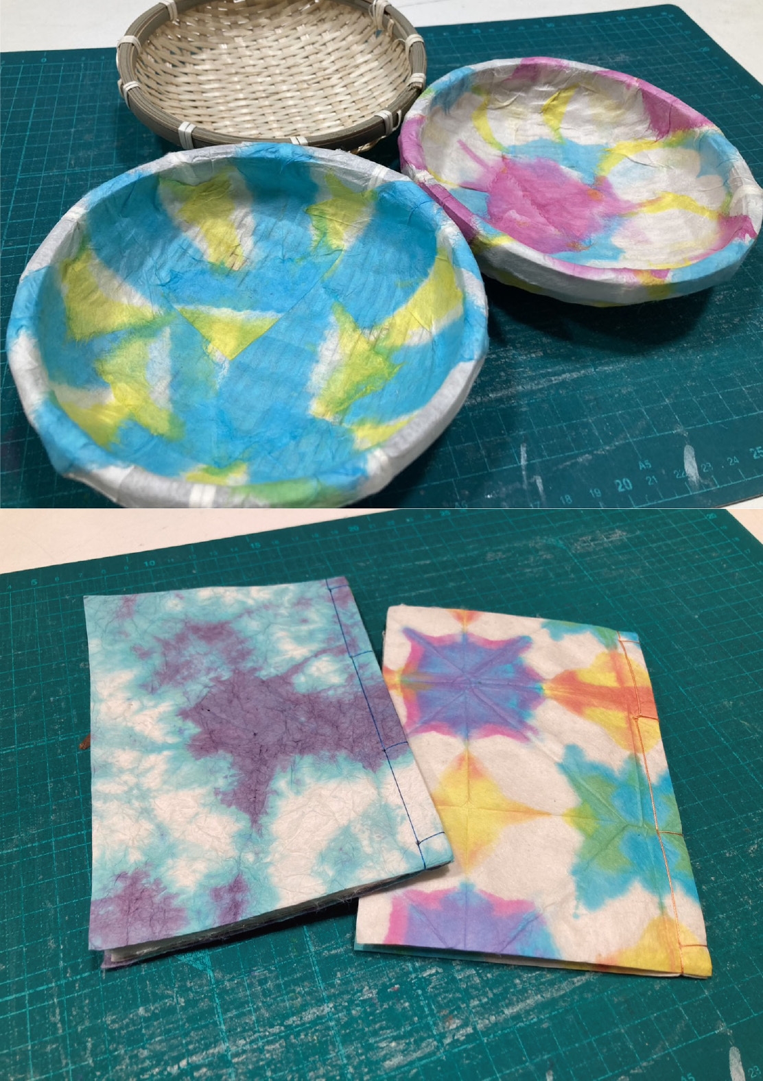 上)一閑張り 下)和綴じ帳