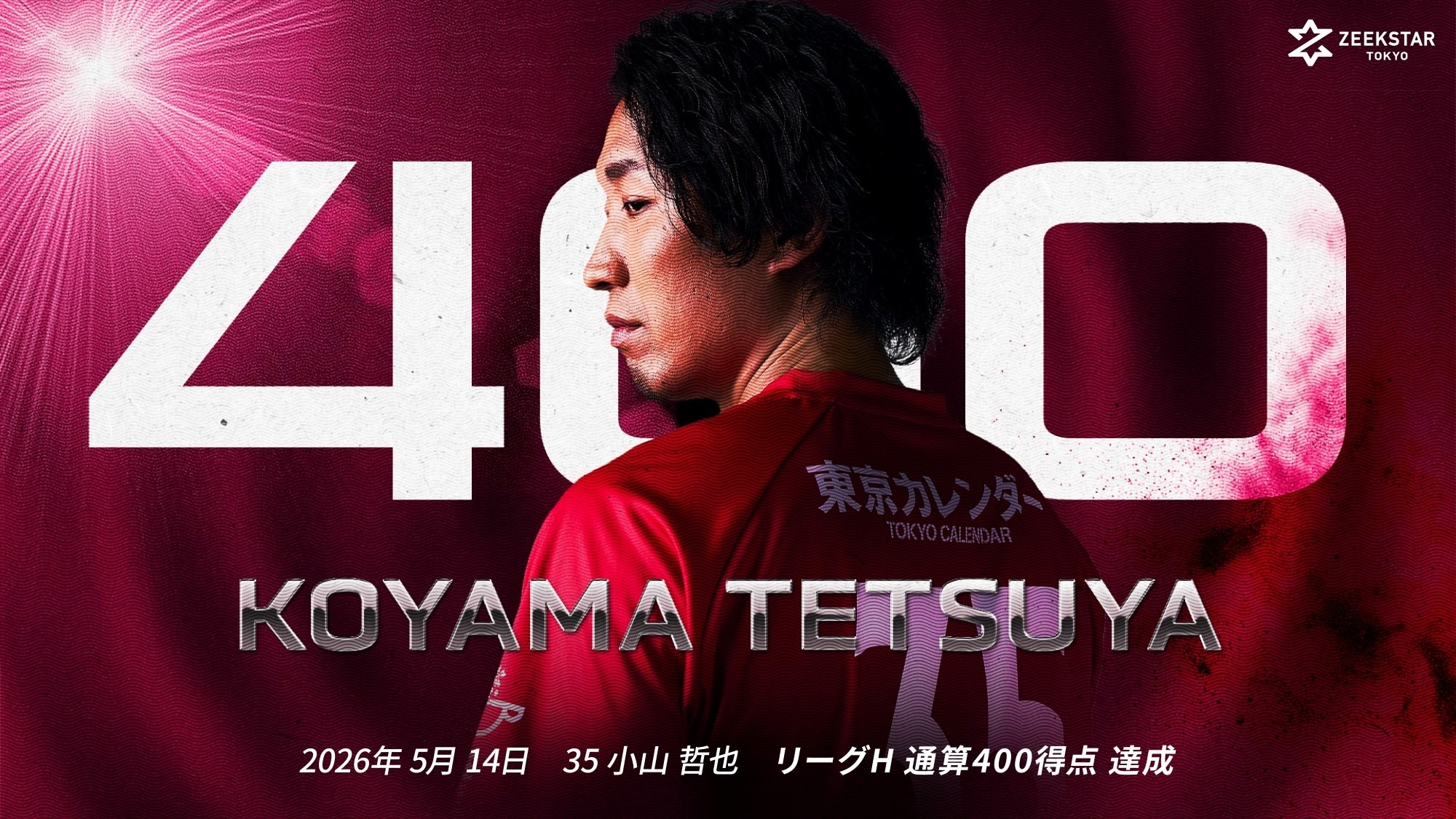 【ジークスター東京】小山哲也選手 リーグＨ通算400得点を達成
