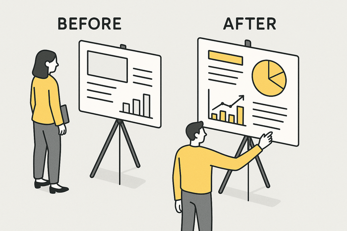 プレゼンのプロが貴社資料の改善点をアドバイス