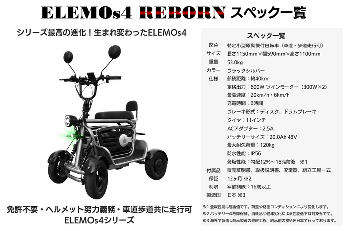 ELEMOs4 REBORN(スペック一覧)