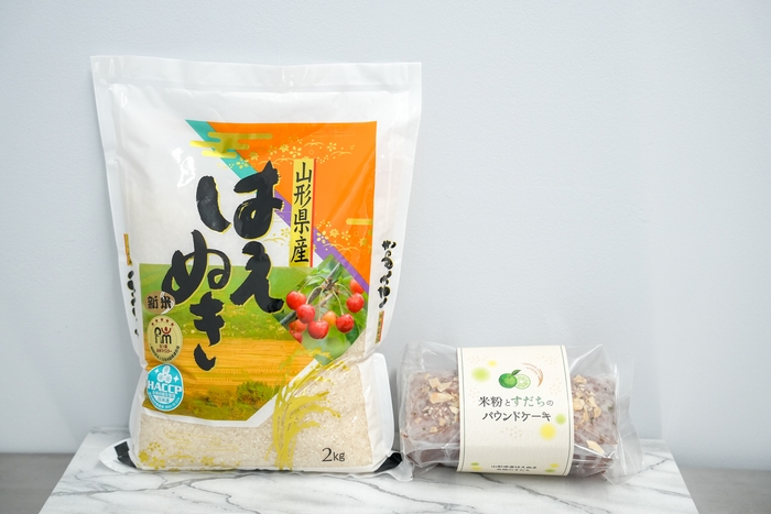 リターン(6) 米粉とすだちのパウンドケーキ、はえぬき2kg