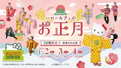 ハローキティが獅子舞と共に登場！3日間限定 新春特別公演開催 　HELLO KITTY SHOW BOX 『ハローキティのお正月』 1月2日より開幕