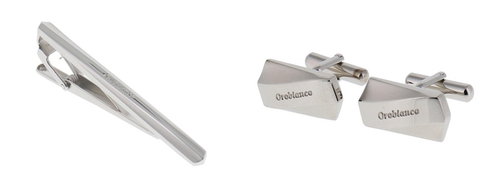 ORT552A タイピン/シルバー(左)、ORC552A カフス/シルバー(右)