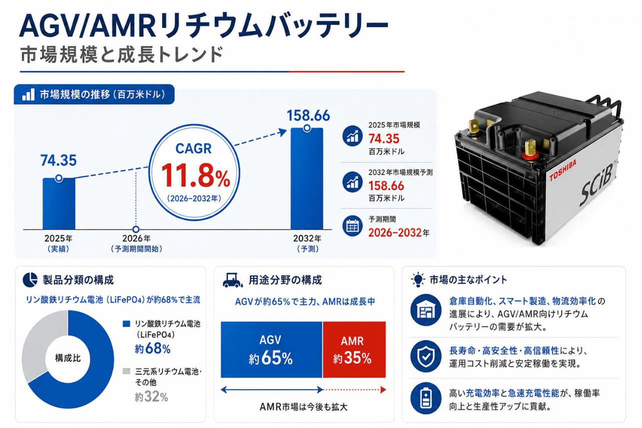 AGV/AMRリチウムバッテリー市場規模マップ＋シェア＋フレームワーク