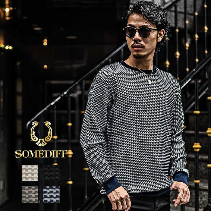 SOMEDIFF/サムディフ 2トーンワッフルトレーナー