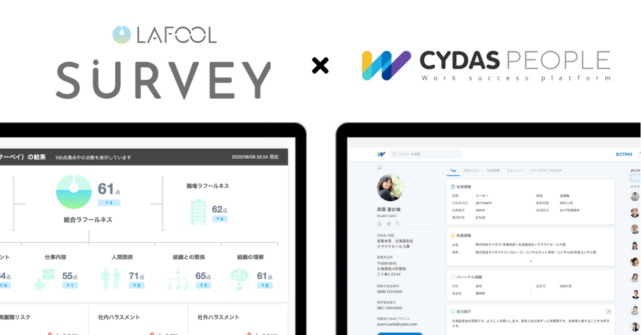 【リリース】サイダス、ラフール社とAPI連携を開始。双方のもつ従業員データを活用し、利便性の向上、組織改善の後押しを！｜株式会社サイダス