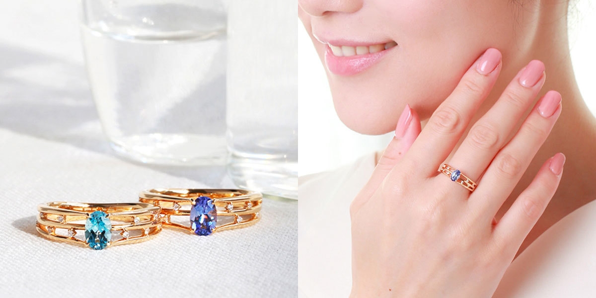 「イヴェット」リング(タンザナイト/アクアマリン)