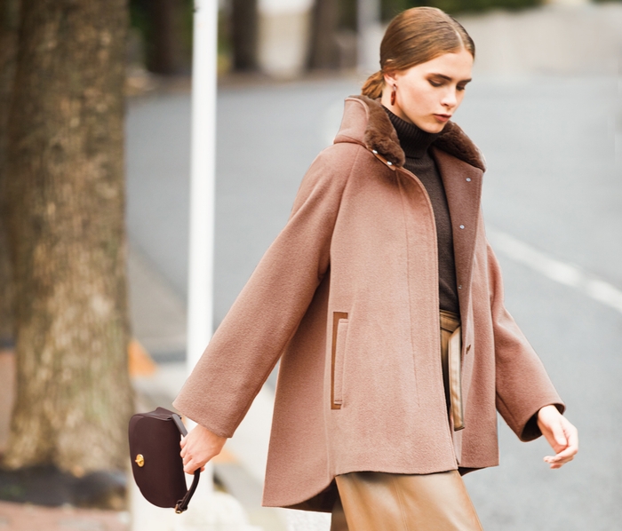 コート 69,300円(税込) カラー:エクリュベージュ、ローズブラウン×カカオブラウン、ブラック×チョコブラウン