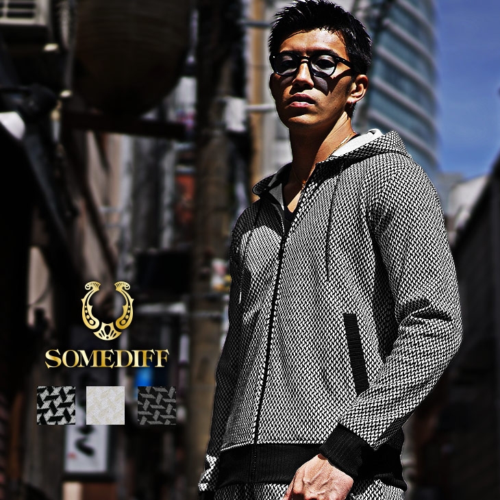 総柄フルZIPパーカー