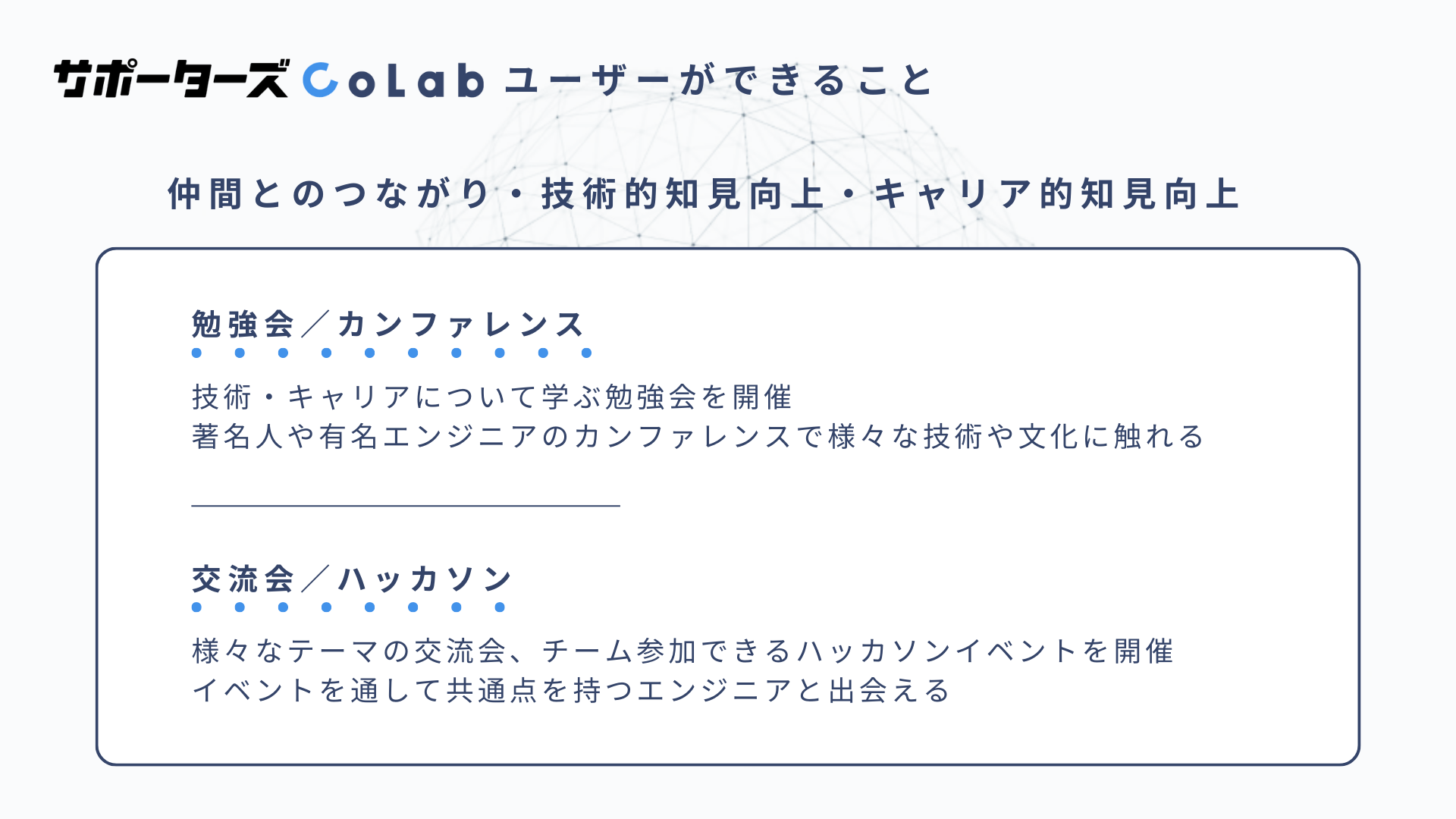 サポーターズCoLabでできること