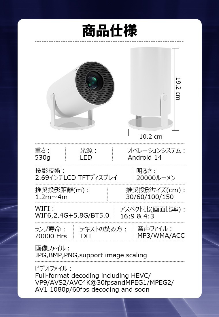 Android 11→12→14へ進化した最新モデルを発表！家庭用プロジェクター