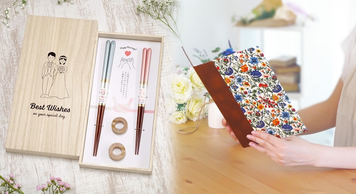 箸ギフトと、簡単なメッセージカードとは一線を画す「本格的な電報」がセットになった新しいサービス