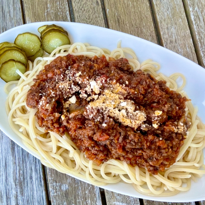 牛豚合挽と野菜のハーモニーが絶品