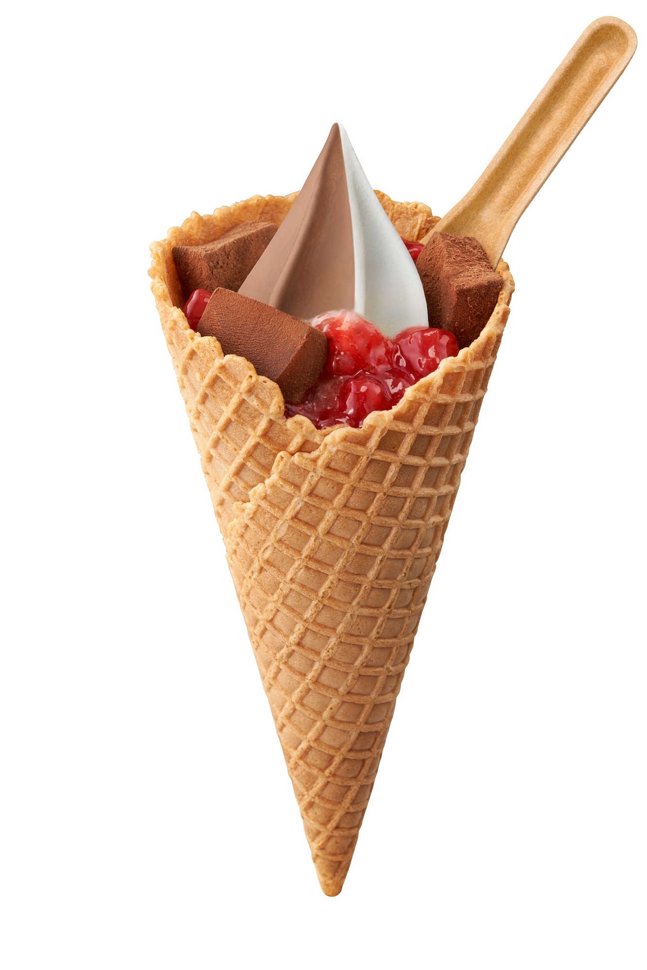 「プレミアムソフト‐いちご×チョコ×バニラ‐」コーン イメージ画像