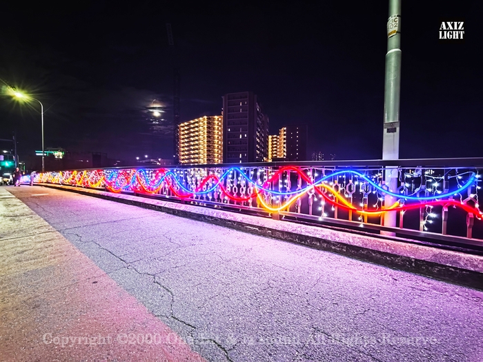 此花区朝日橋イルミネーション_AXIZLight演出の様子