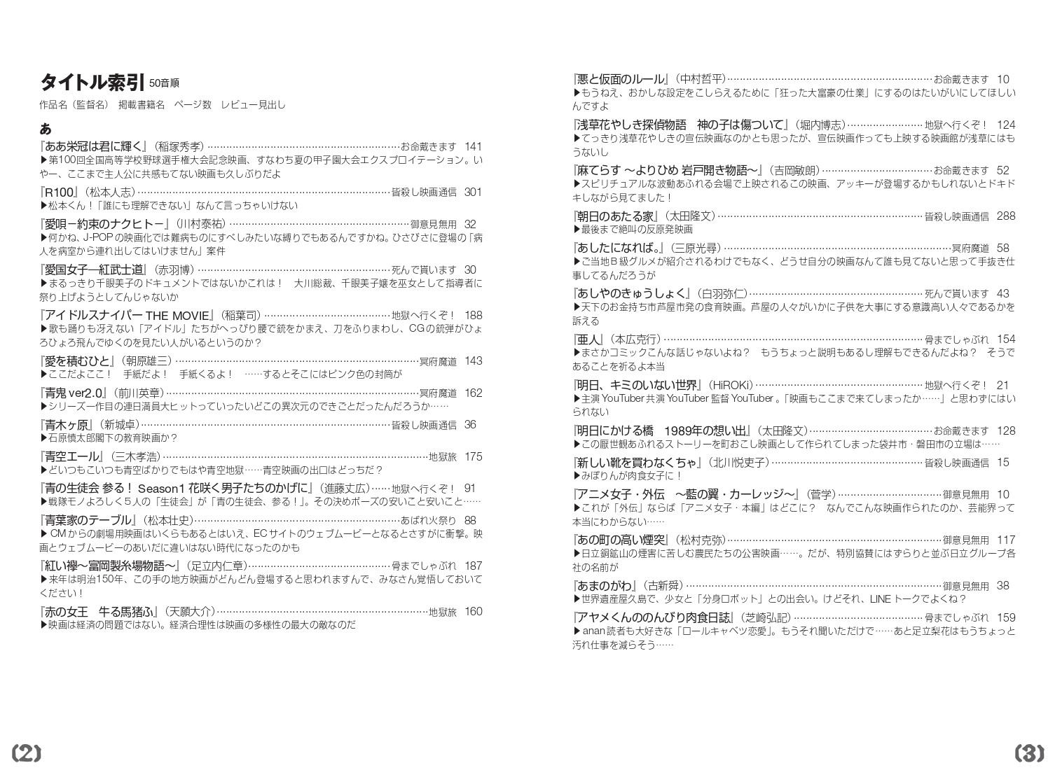 『皆殺し映画通信』総索引( 2012 - 2022 )①