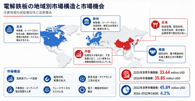 図：電解鉄板の地域構造と市場機会