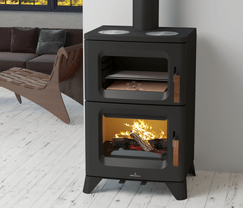 HILTON-C（クッキングストーブ）サイズ：H1002×W588×D484mm、薪の長さ：50cm、定格出力14kW