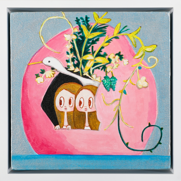 細川真希 「シュルレアもも娘」 アクリル、キャンバス