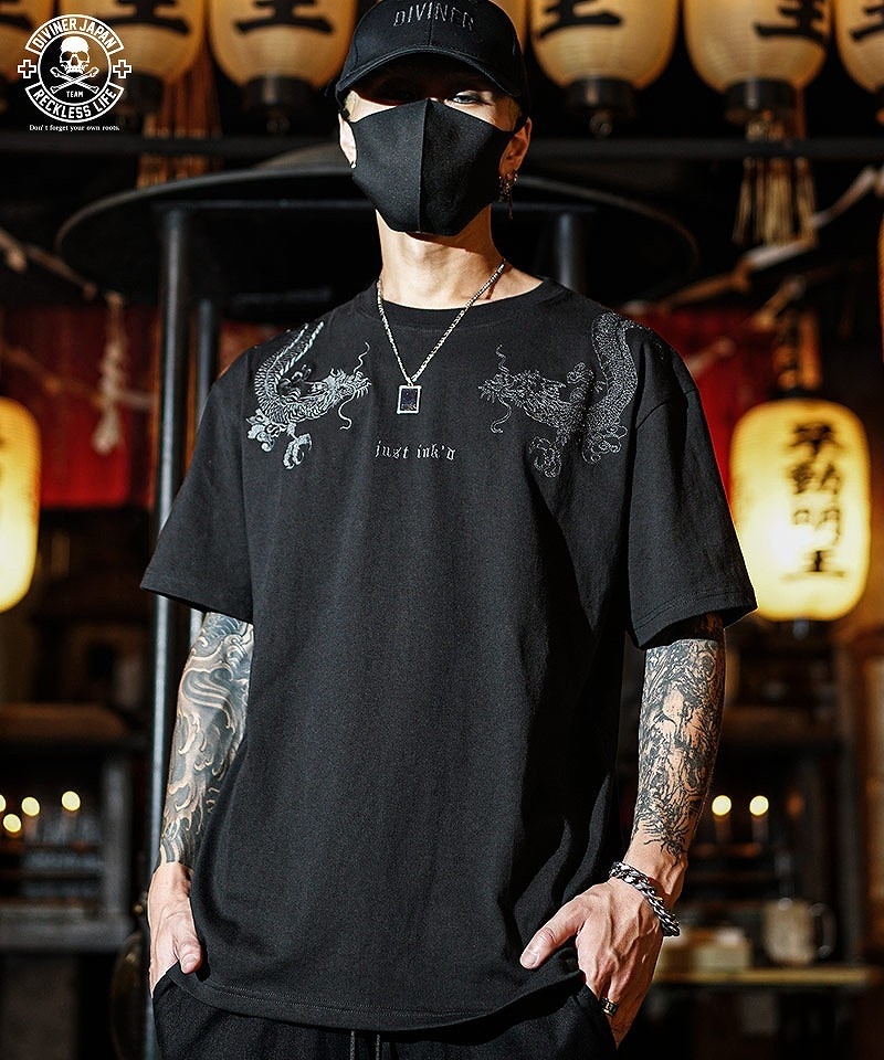 【DIVINER JAPAN】Just Ink'd Dragon TEE(ブラック/ブラック)