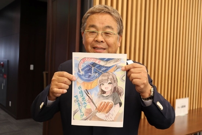 学生が手作りしたチラシを配布して回った山本准教授