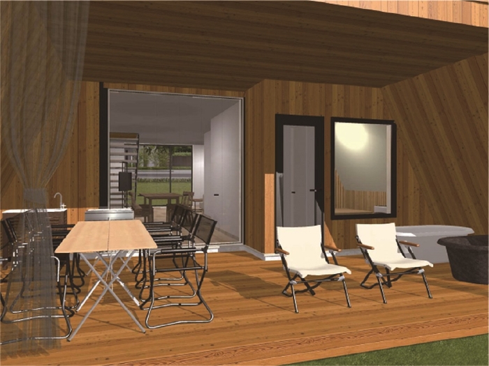 テラス部分には水風呂+温泉露天を設置 ※イメージ