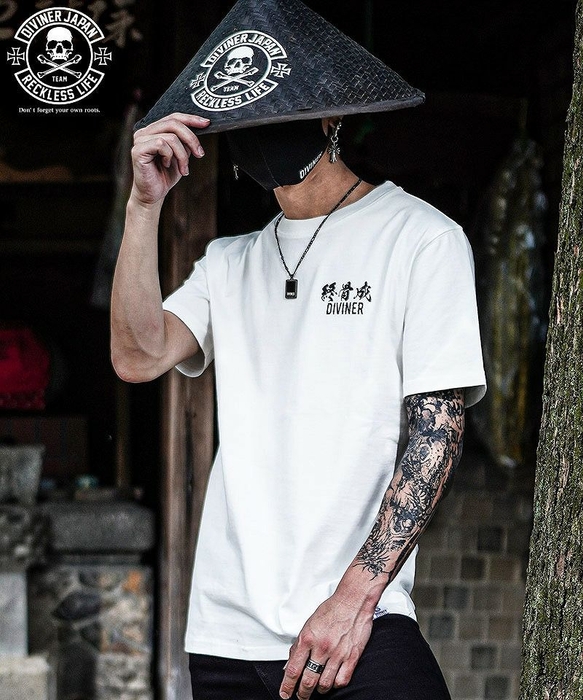 【DIVINERJAPAN】籠蓋髑髏TEE(ホワイト)
