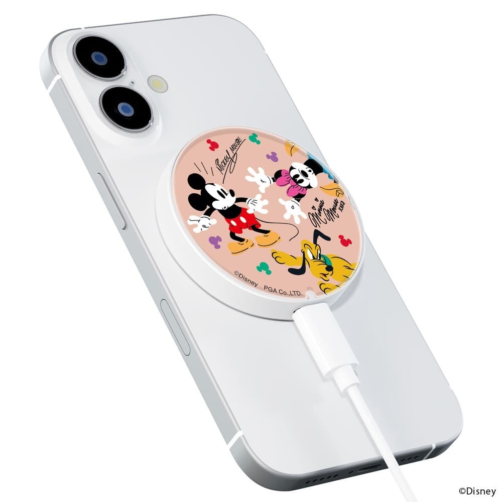 ディズニーキャラクターデザインで“ピタッ”と簡単充電！最大15W対応